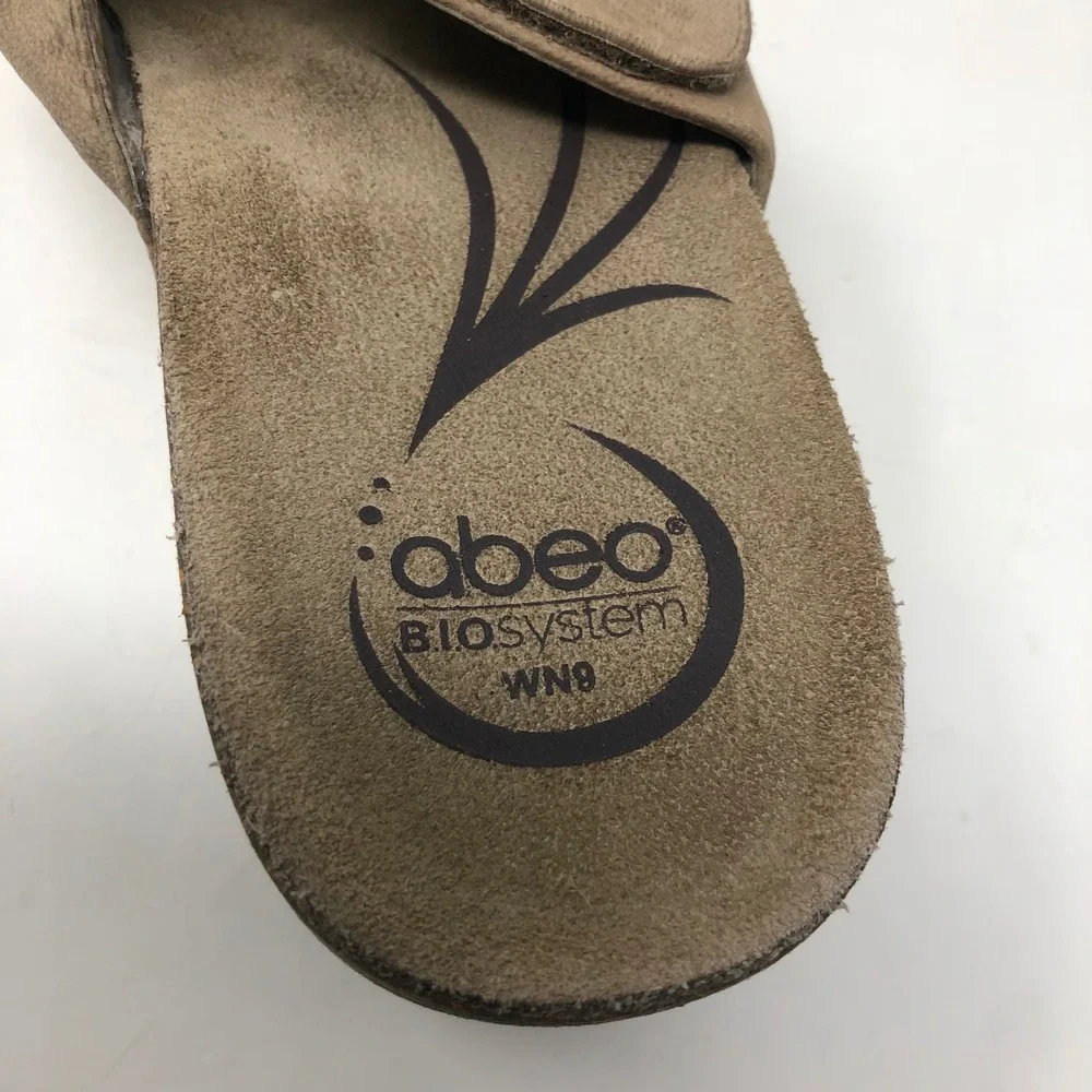 Abeo Uplift Wedge Sandals Womens 9 Neutral‎ Taupe Leather Tassel B.I.O.system